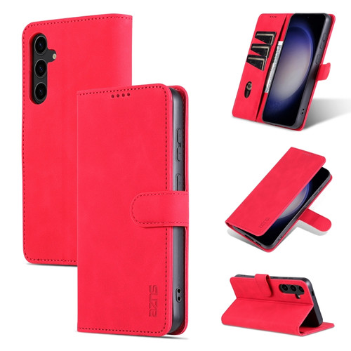 Samsung Galaxy S24+ 5G AZNS Skin Feel Calf Texture Flip Leather Phone Case - Red