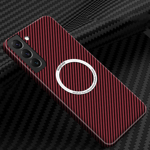 Samsung Galaxy S24+ 5G Carbon Fiber Texture MagSafe Magnetic Phone Case - Red