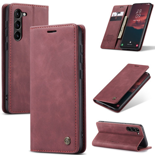 Samsung Galaxy S24+ 5G CaseMe 013 Multifunctional Horizontal Flip Leather Phone Case - Wine Red