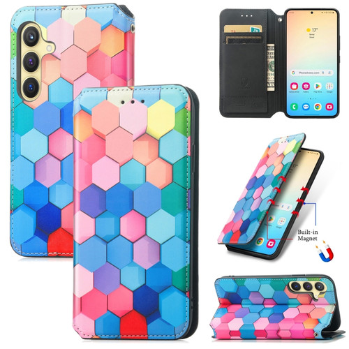 Samsung Galaxy S24+ 5G CaseNeo Colorful Magnetic Leather Phone Case - Colorful Cube