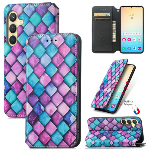 Samsung Galaxy S24+ 5G CaseNeo Colorful Magnetic Leather Phone Case - Purple Scales