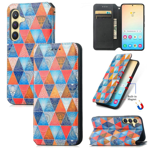 Samsung Galaxy S24+ 5G CaseNeo Colorful Magnetic Leather Phone Case - Rhombus Mandala