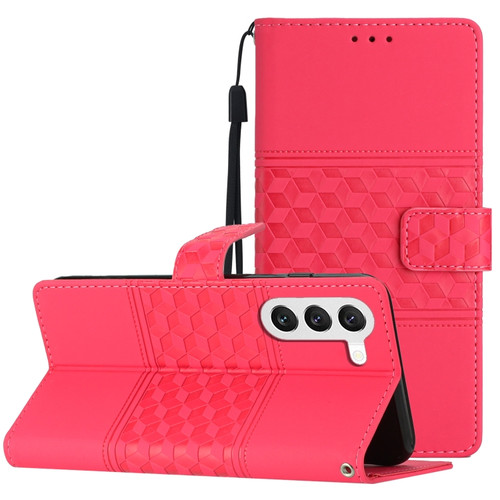 Samsung Galaxy S24+ 5G Diamond Embossed Skin Feel Leather Phone Case - Red