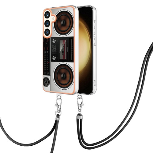 Samsung Galaxy S24+ 5G Electroplating Dual-side IMD Phone Case with Lanyard - Retro Radio