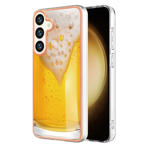 Samsung Galaxy S24+ 5G Electroplating Marble Dual-side IMD Phone Case - Draft Beer