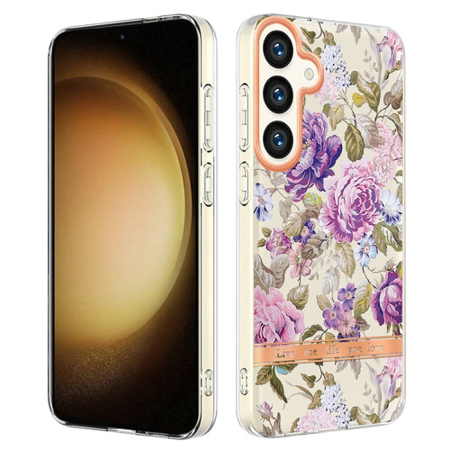 Samsung Galaxy S24+ 5G Flowers and Plants Series IMD TPU Phone Case - Purple Peony