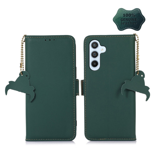 Samsung Galaxy S24+ 5G Genuine Leather Magnetic RFID Leather Phone Case - Green