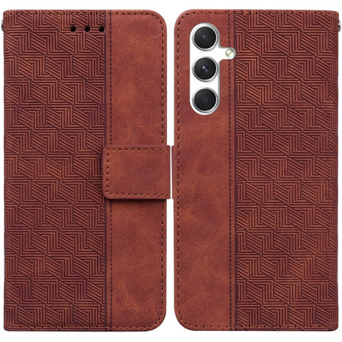 Samsung Galaxy S24+ 5G Geometric Embossed Leather Phone Case - Brown