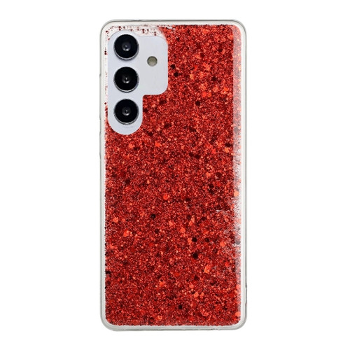 Samsung Galaxy S24+ 5G Glitter Sequins Epoxy TPU Phone Case - Red