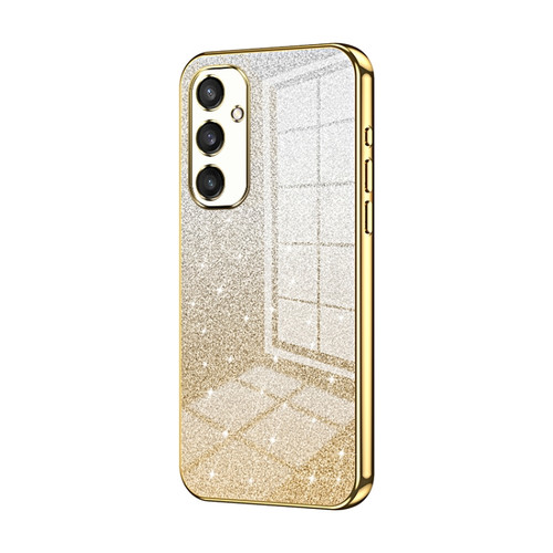 Samsung Galaxy S24+ 5G Gradient Glitter Powder Electroplated Phone Case - Gold