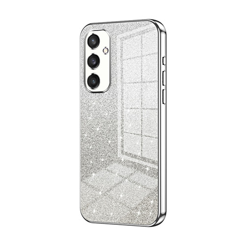 Samsung Galaxy S24+ 5G Gradient Glitter Powder Electroplated Phone Case - Silver