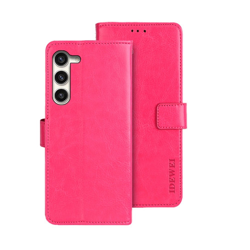 Samsung Galaxy S24+ 5G idewei Crazy Horse Texture Leather Phone Case - Rose Red