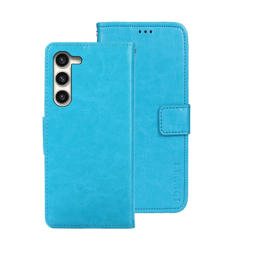 Samsung Galaxy S24+ 5G idewei Crazy Horse Texture Leather Phone Case - Sky Blue