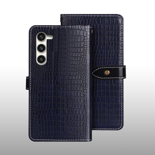 Samsung Galaxy S24+ 5G idewei Crocodile Texture Leather Phone Case - Dark Blue