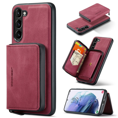 Samsung Galaxy S24+ 5G JEEHOOD Magnetic Zipper Horizontal Flip Leather Phone Case - Red