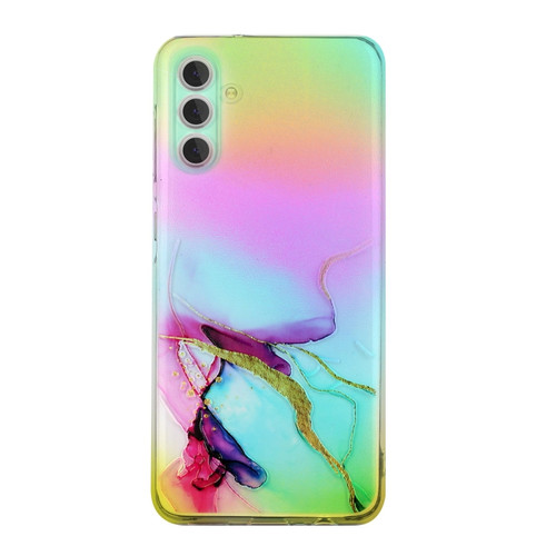 Samsung Galaxy S24+ 5G Laser Marble Pattern Clear TPU Shockproof Phone Case - Green