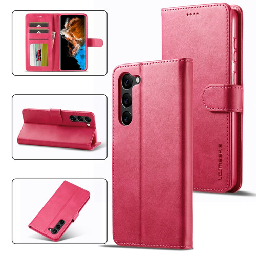 Samsung Galaxy S24+ 5G LC.IMEEKE Calf Texture Leather Phone Case - Red