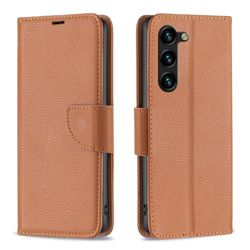 Samsung Galaxy S24+ 5G Litchi Texture Pure Color Flip Leather Phone Case - Brown