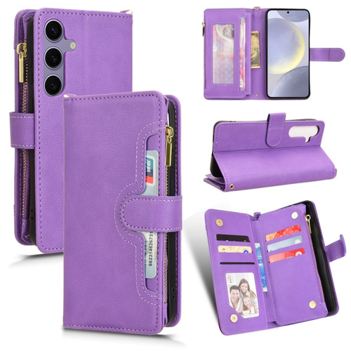 Samsung Galaxy S24+ 5G Litchi Texture Zipper Leather Phone Case - Purple