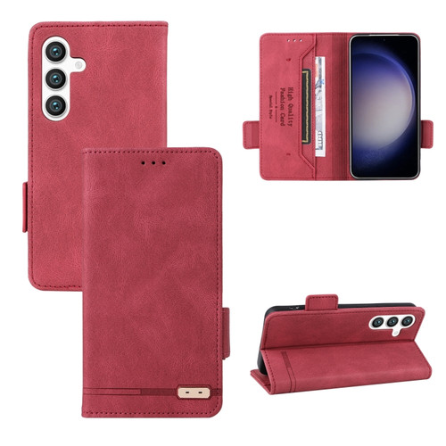 Samsung Galaxy S24+ 5G Magnetic Clasp Leather Phone Case - Red