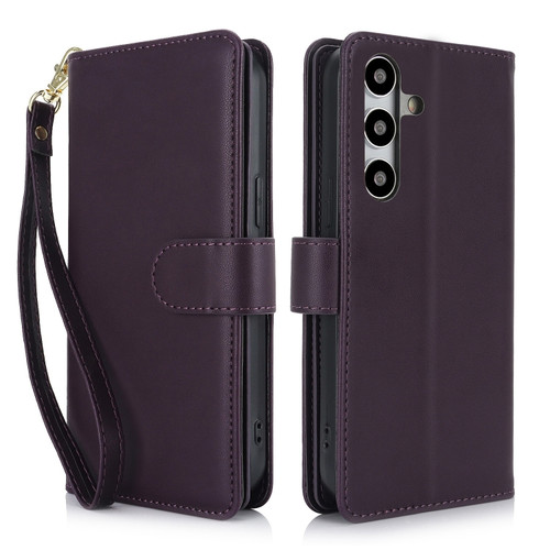 Samsung Galaxy S24+ 5G Multi-Card Wallet RFID Leather Phone Case - Dark Purple