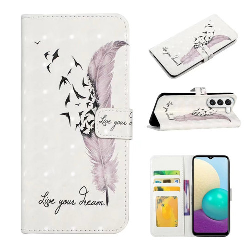 Samsung Galaxy S24+ 5G Oil Embossed 3D Drawing Leather Phone Case - Feather