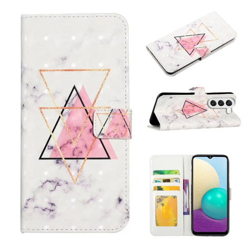 Samsung Galaxy S24+ 5G Oil Embossed 3D Drawing Leather Phone Case - Triangular Marble