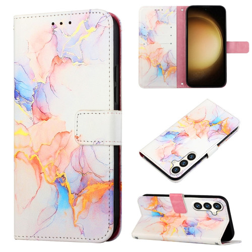 Samsung Galaxy S24+ 5G PT003 Marble Pattern Flip Leather Phone Case - Galaxy Marble White