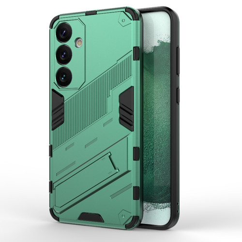 Samsung Galaxy S24+ 5G Punk Armor 2 in 1 PC + TPU Shockproof Phone Case with Invisible Holder - Green