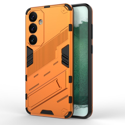 Samsung Galaxy S24+ 5G Punk Armor 2 in 1 PC + TPU Shockproof Phone Case with Invisible Holder - Orange