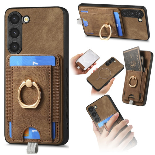 けーす Samsung Cases - Galaxy S24 Cases Card Leather Magnetic Brown