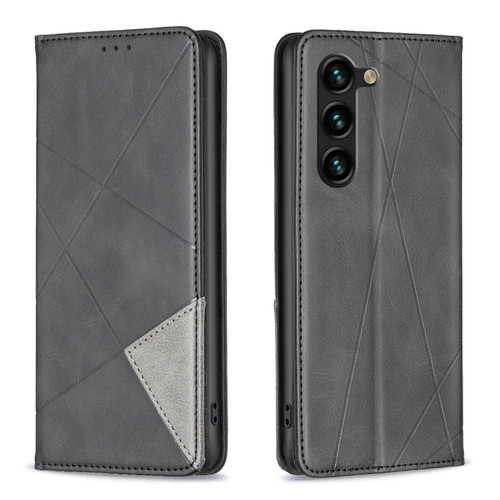 Samsung Galaxy S24+ 5G Rhombus Texture Magnetic Leather Phone Case - Black