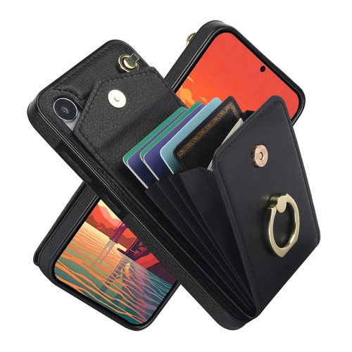 Samsung Galaxy S24+ 5G Ring Holder RFID Card Slot Phone Case - Black