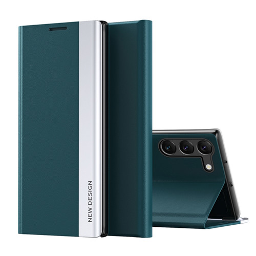 Samsung Galaxy S24+ 5G Side Electroplated Adsorption Leather Phone Case - Indigo