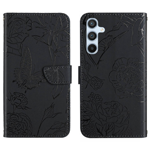 Samsung Galaxy S24+ 5G Skin Feel Butterfly Embossed Flip Leather Phone Case - Black