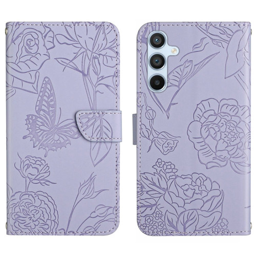 Samsung Galaxy S24+ 5G Skin Feel Butterfly Embossed Flip Leather Phone Case - Purple