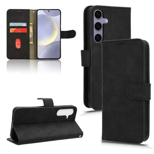 Samsung Galaxy S24+ 5G Skin Feel Magnetic Flip Leather Phone Case - Black