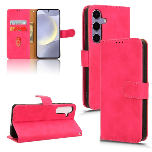 Samsung Galaxy S24+ 5G Skin Feel Magnetic Flip Leather Phone Case - Rose Red