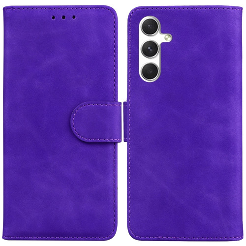 Samsung Galaxy S24+ 5G Skin Feel Pure Color Flip Leather Phone Case - Purple
