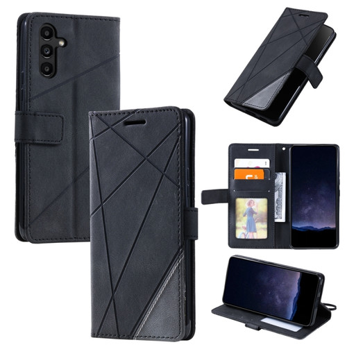 Samsung Galaxy S24+ 5G Skin Feel Splicing Horizontal Flip Leather Phone Case - Black