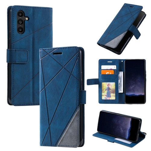 Samsung Galaxy S24+ 5G Skin Feel Splicing Horizontal Flip Leather Phone Case - Blue