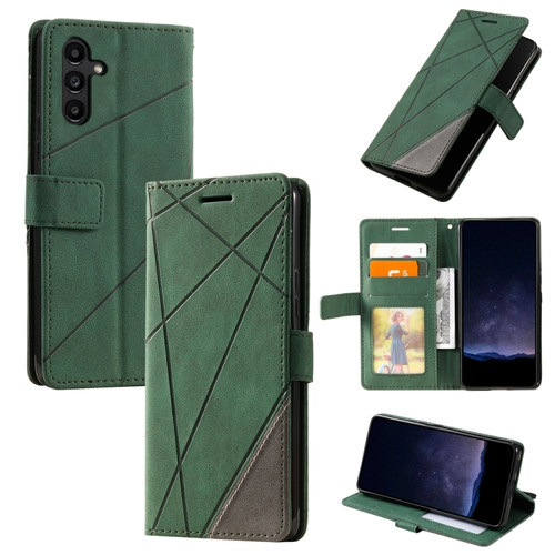 Samsung Galaxy S24+ 5G Skin Feel Splicing Horizontal Flip Leather Phone Case - Green