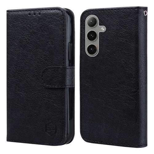 Samsung Galaxy S24+ 5G Skin Feeling Oil Leather Texture PU + TPU Phone Case - Black