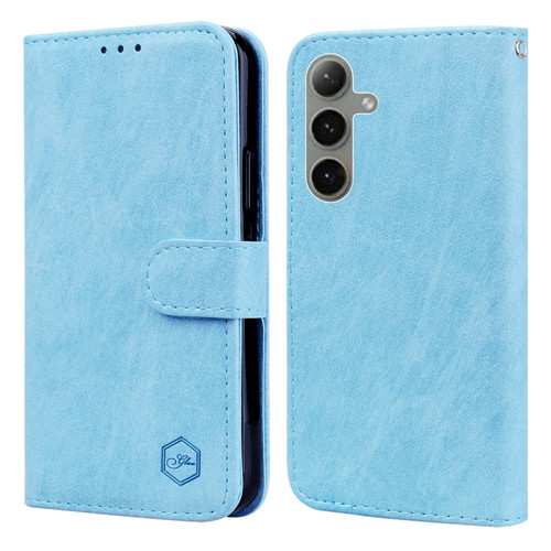 Samsung Galaxy S24+ 5G Skin Feeling Oil Leather Texture PU + TPU Phone Case - Light Blue