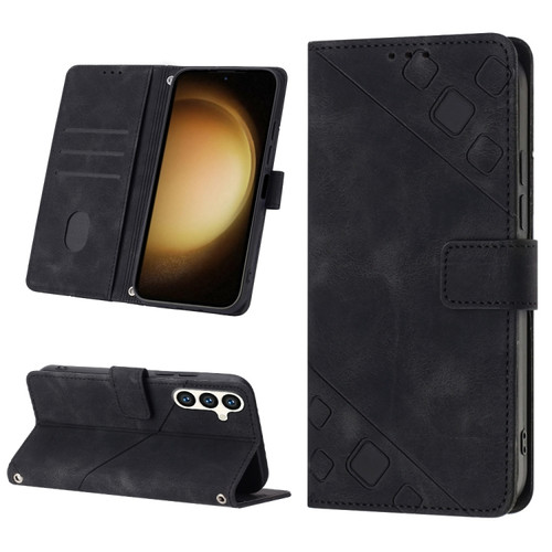 Samsung Galaxy S24+ 5G Skin-feel Embossed Leather Phone Case - Black