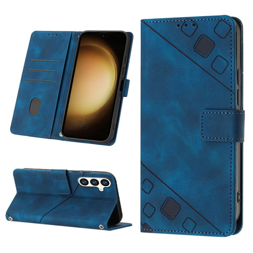 Samsung Galaxy S24+ 5G Skin-feel Embossed Leather Phone Case - Blue