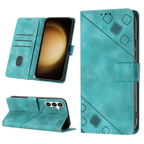 Samsung Galaxy S24+ 5G Skin-feel Embossed Leather Phone Case - Green