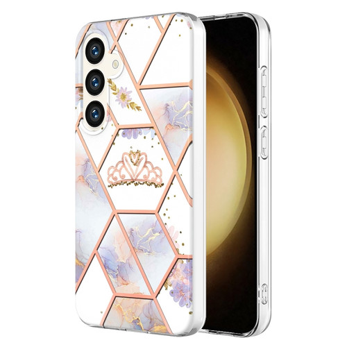 Samsung Galaxy S24+ 5G Splicing Marble Flower IMD TPU Phone Case - Crown