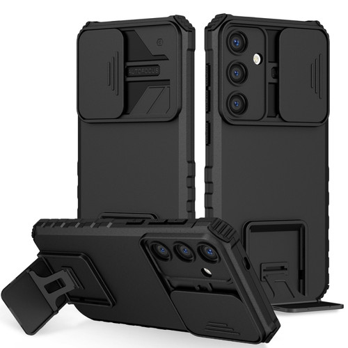 Samsung Galaxy S24+ 5G Stereoscopic Holder Sliding Camshield Phone Case - Black