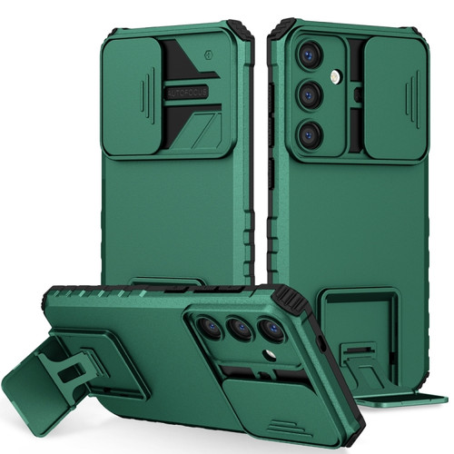 Samsung Galaxy S24+ 5G Stereoscopic Holder Sliding Camshield Phone Case - Green